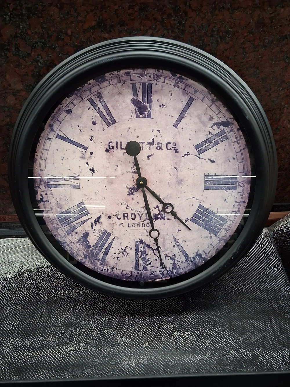 Gilott & Co. Vintage Roman Numeral Wall Clock in Black and Cream